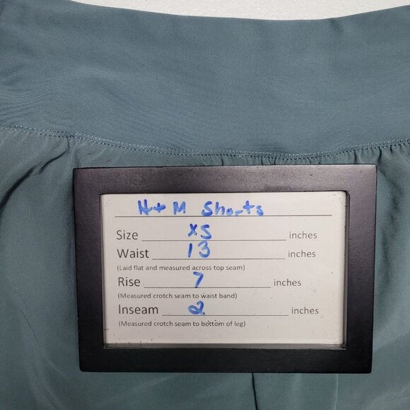 H&M Shorts Mesh Zip Drawstring Athletic Summer Womens XS Blue Green Tiny Small - Picture 8 of 10